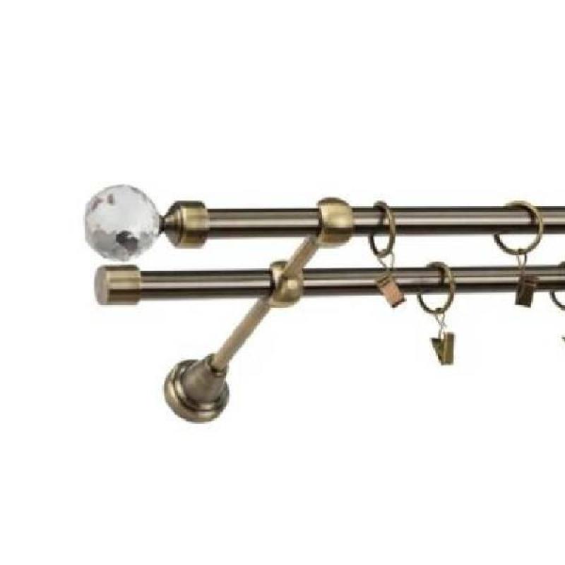 Kovová dvougarnýž Ø19 s oboustrannou koncovkou KRYSTAL . 