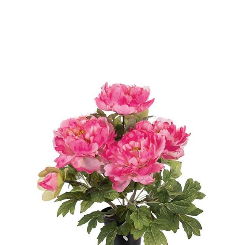 Umělá květina Pivoňka růžová v květináči 35cm