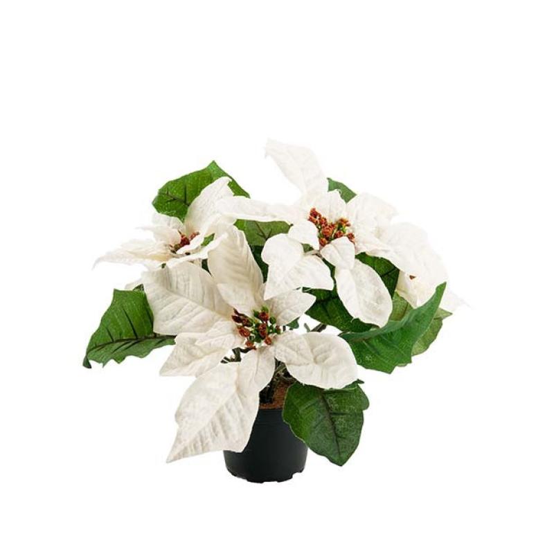 Umělá květina Vánoční hvězda bílá 23cm